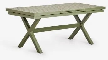 Uitbreidbare Rechthoekige Eettafel Van Aluminium Karena Groen – Intens Olijf & 180 - 240 X 90 Cm - Sklum