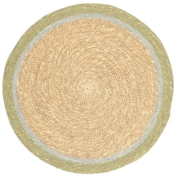 Placemat naturel, zeegras, groene rand,Ø38 cm
