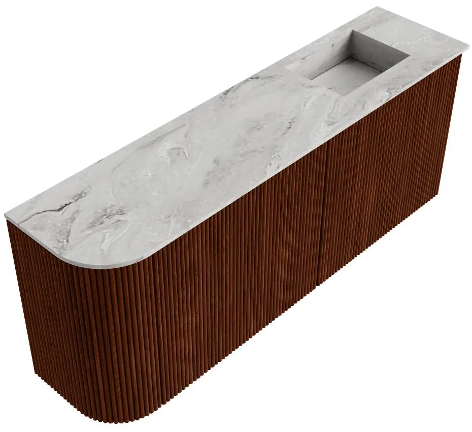 Mondiaz Joya DLux 100cm toiletmeubel ronding links ruby met wastafel faye rechts 1 kraangat glace