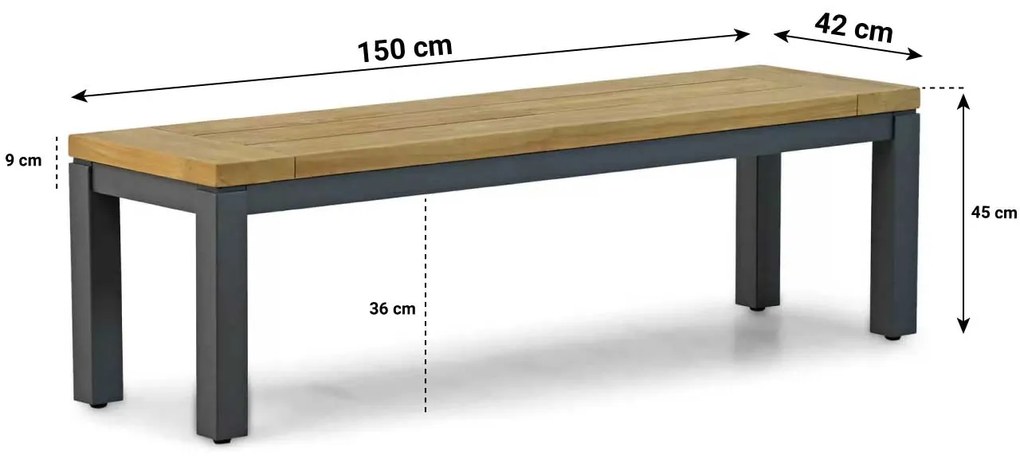 Lifestyle Garden Furniture Veneto Picknick Bank X Aluminium/teak Old Teak Greywash