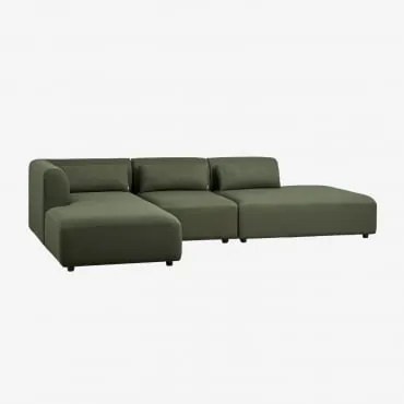Modulaire 3-delige Bank Met Linker Chaise Longue En Divan Fogler Chenille Groen – Salie - Sklum