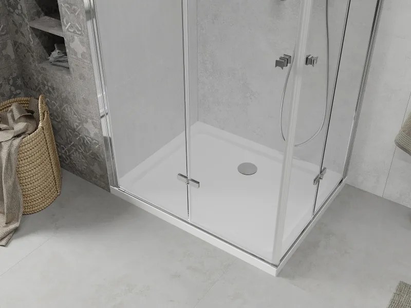 Mexen Lima Duo inklapbare douchecabine 80 x 70 cm, transparant, chroom + Flat douchebak - 856-080-070-01-02-4010