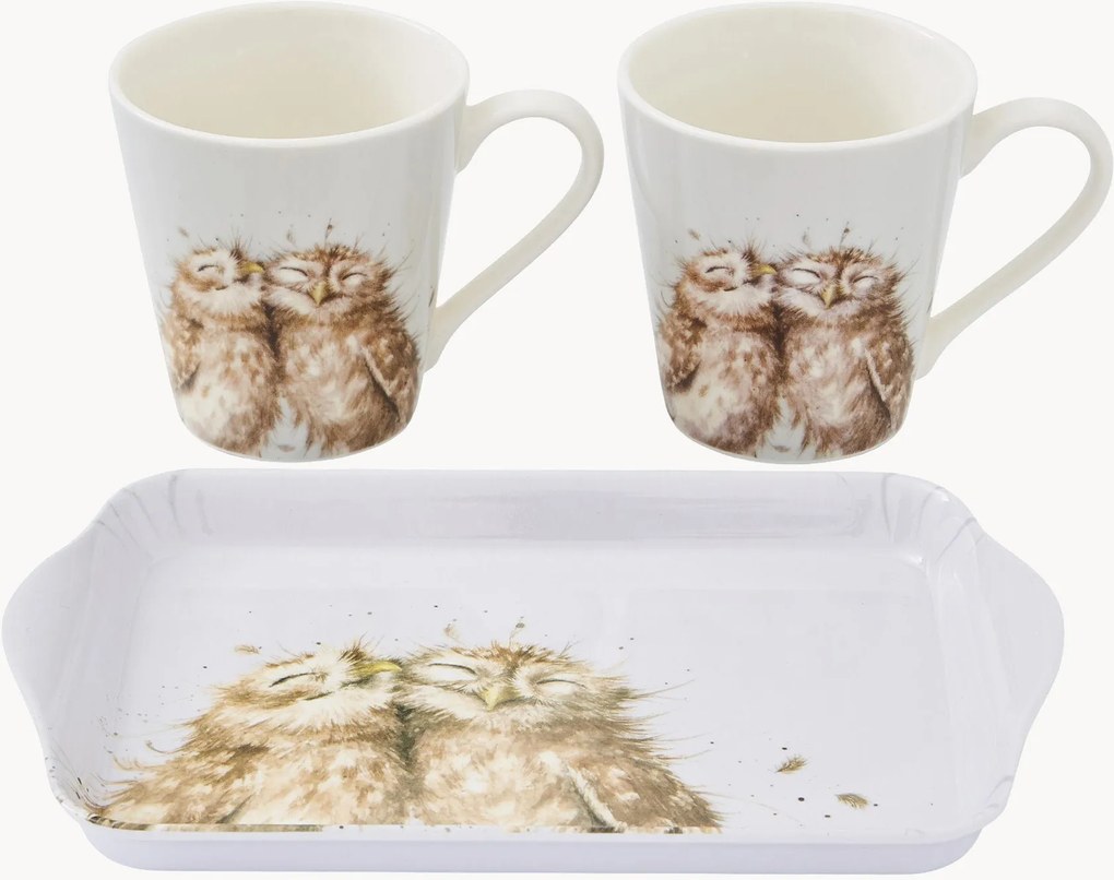 Mokken en dienbladset Owl, 3-delig