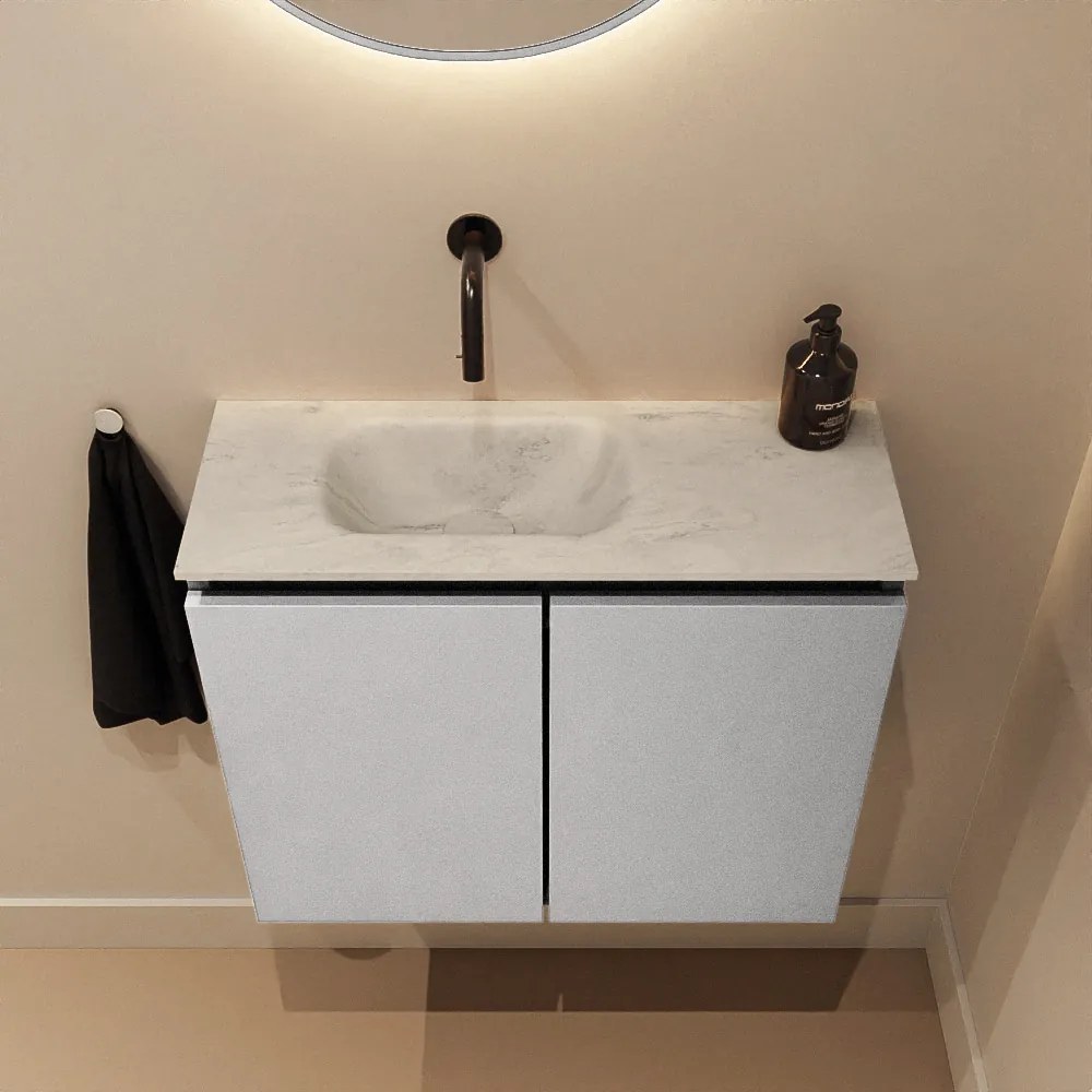 Mondiaz Ture DLux toiletmeubel 60cm plata met wastafel opalo links zonder kraangat