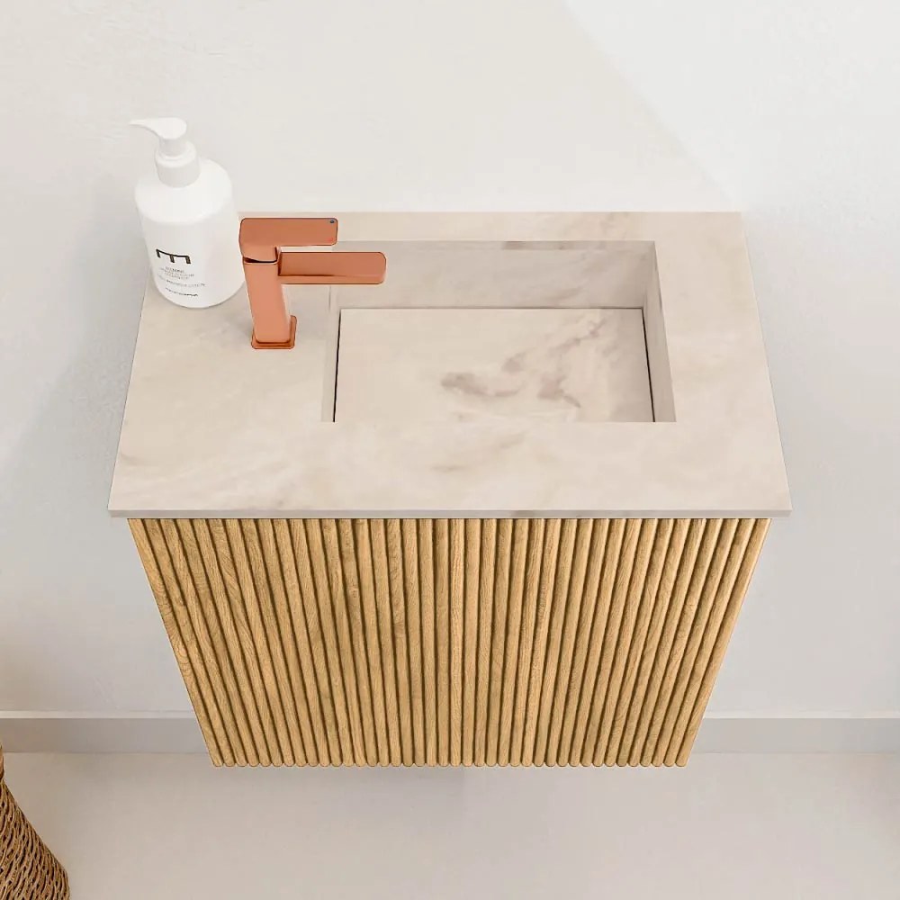 Mondiaz Joya DLux 40cm toiletmeubel oak met wastafel faye rechts 1 kraangat frappe
