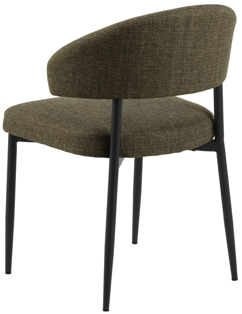 IRIS Olijfgroen (stof Basel 77) - GESTOFFEERDE STOEL MET GEVLOCHTEN RUGLEUNING VOOR WOONKAMER/EETKAMER LOFT