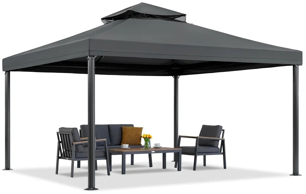 Antraciet tuinpaviljoen Valencia 4x4 m Tuinpunt