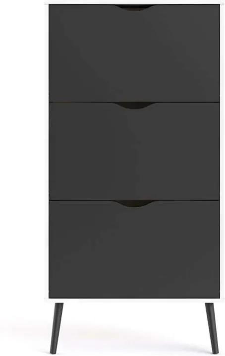 Schoenenkast Delta - wit/mat zwart - 138,8x70,2x23,9 cm - Leen Bakker