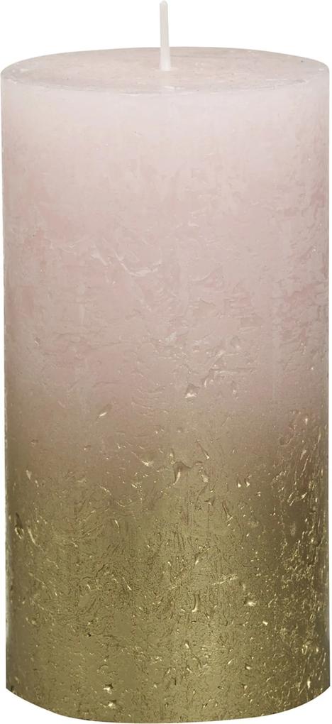 Rustieke stompkaars Fading metallic goud Pastel roze 130/68