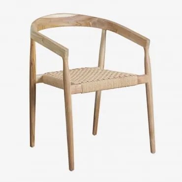 Pack Van 4 Eetkamerstoelen Met Armleuningen Van Teakhout Visby Design Natuurlijk Hout - Sklum