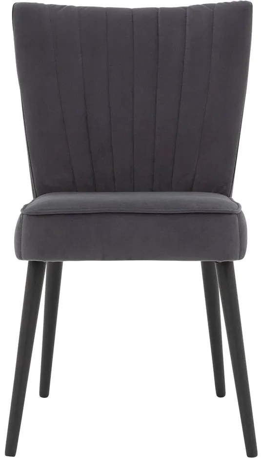 Goossens Eetkamerstoel Rob antraciet velvet stof leuning, urban industrieel