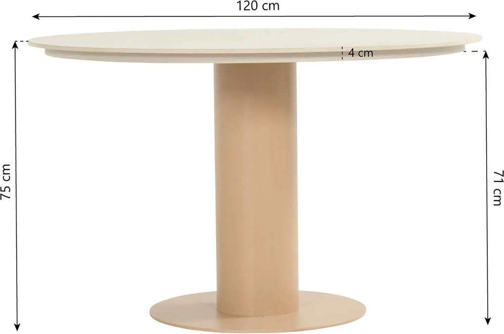 Dining Tuintafel rond 120 cm Keramiek steen Taupe Girona