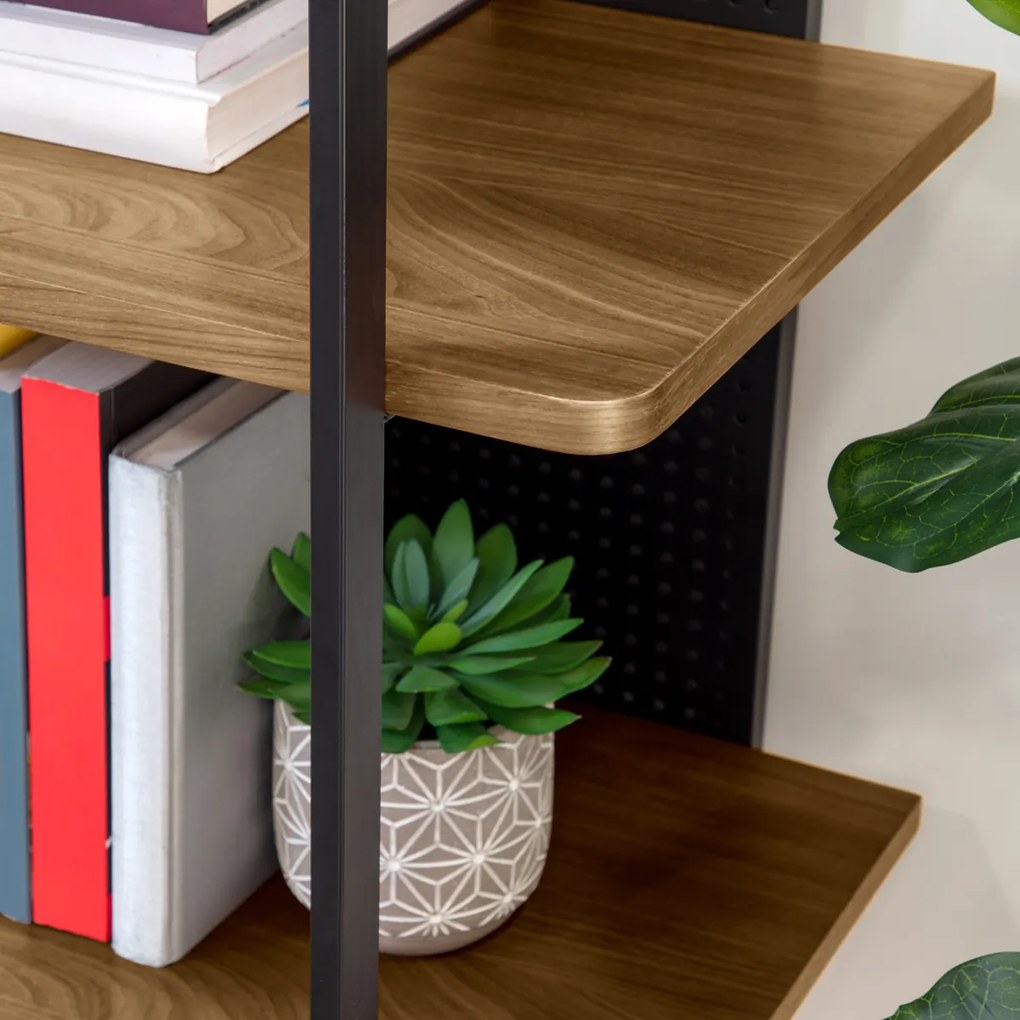 Kave Home Nadyria Open Kast Modern Retro Walnoot - 100x41x180cm.