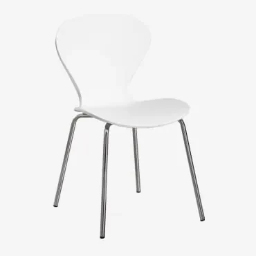 Set Van 4 Stapelbare Eetkamerstoelen Uit Wit & Grijs – Chroom - Sklum