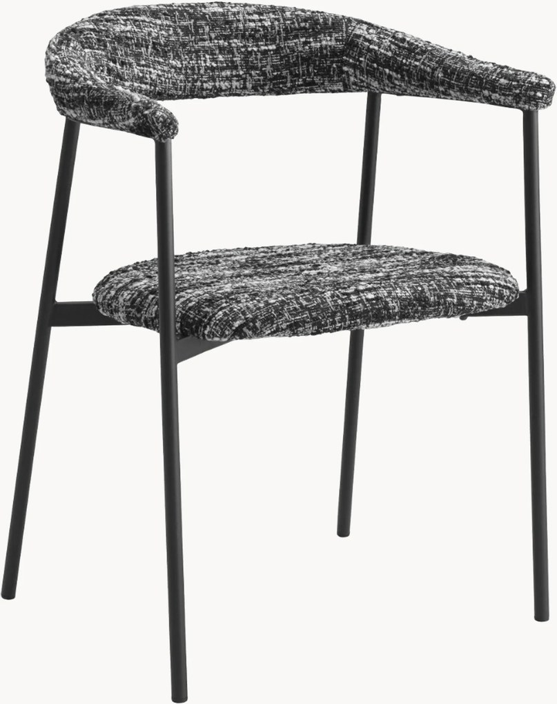 Bouclé eetkamerstoelen Julio met armleuningen, 2-delig