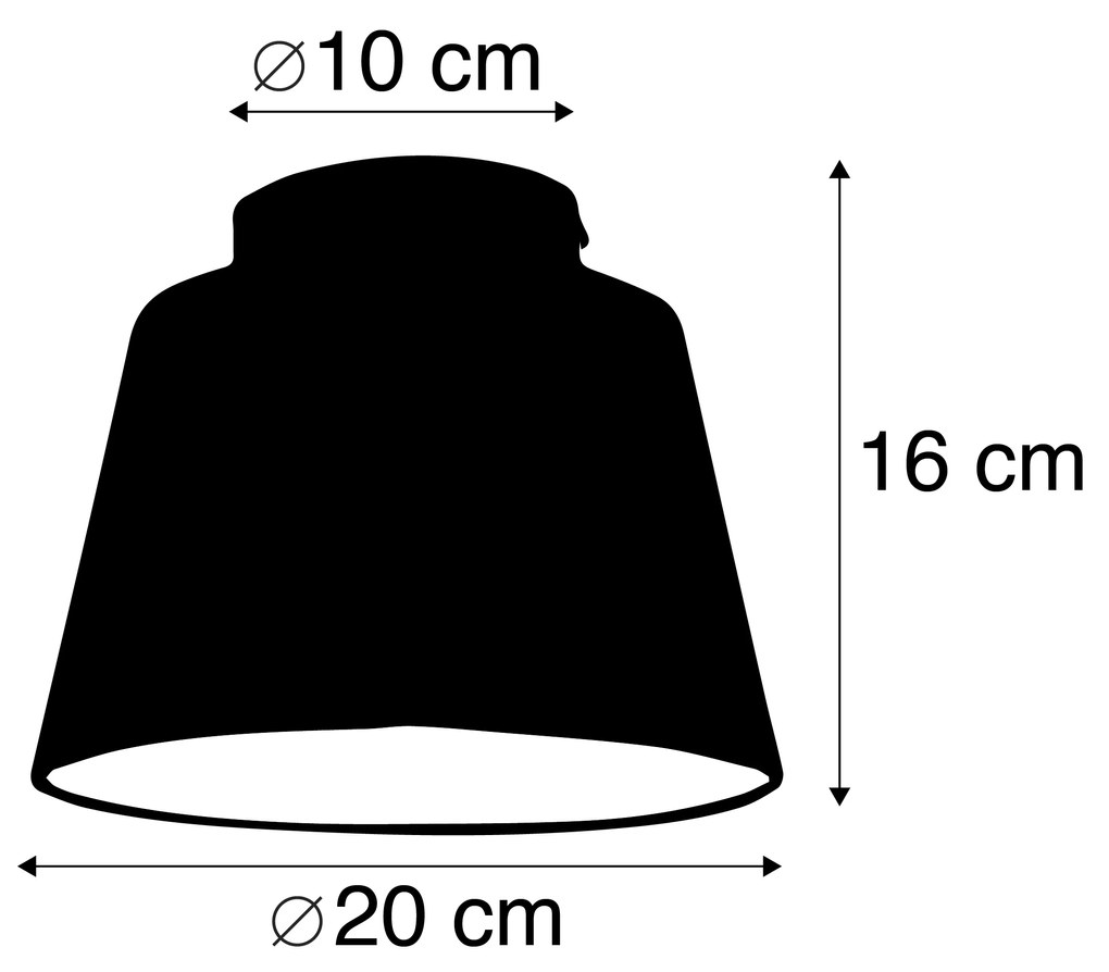 Stoffen Plafondlamp met katoenen kap zwart met goud 20 cm - Combi zwart Klassiek / Antiek E27 rond Binnenverlichting Lamp