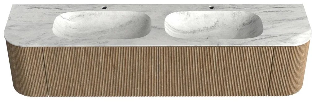 Mondiaz Kurve-dlux 190cm badmeubel ronding links/rechts dusk met 2 lades en deuren en wastafel stor small dubbel 2 kraangaten opalo