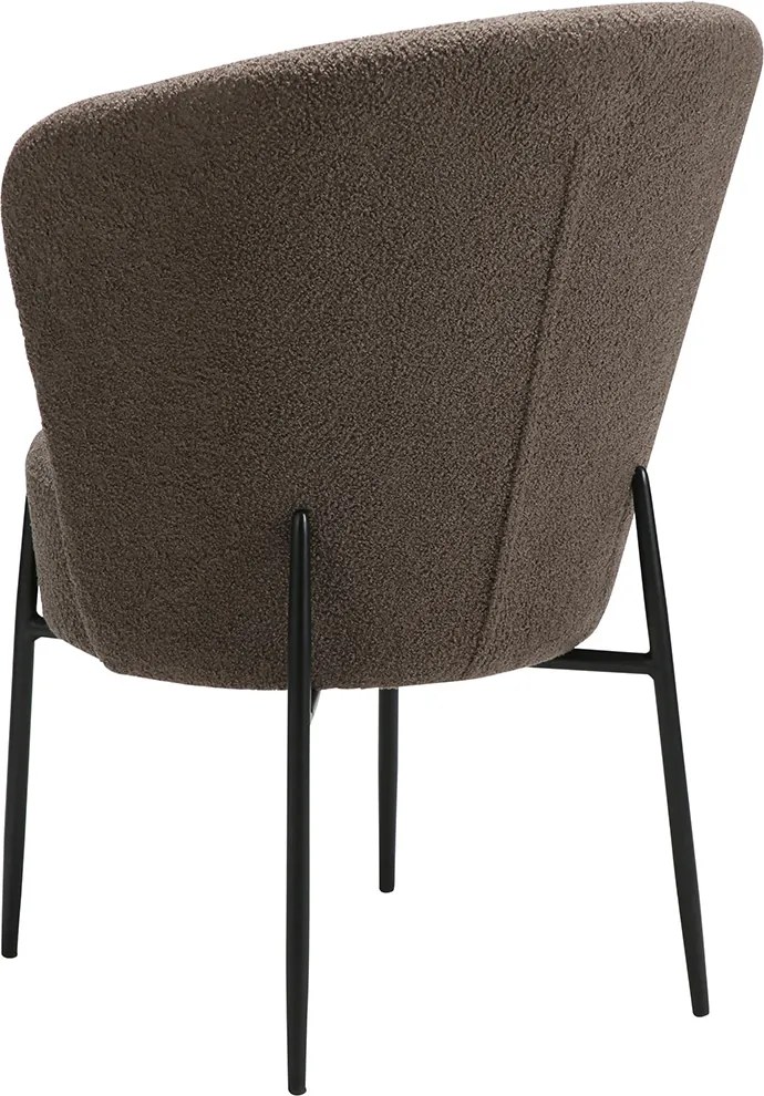 Dan-Form Orbit Eetkamerstoel Met Hoge Rugleuning Rond Boucle Bruin