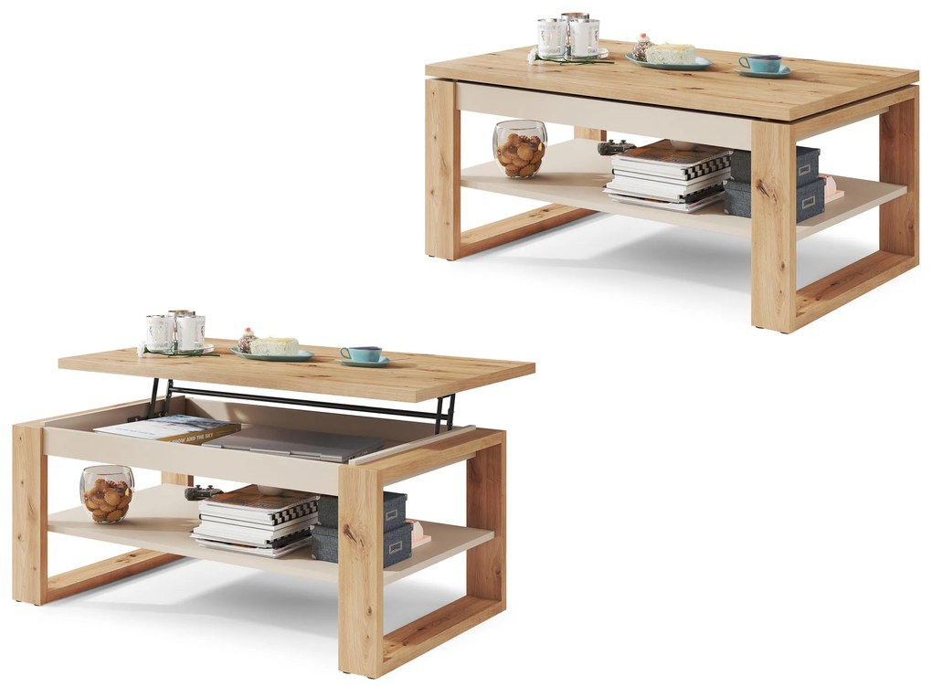NUO eiken artisan / beige, salontafel