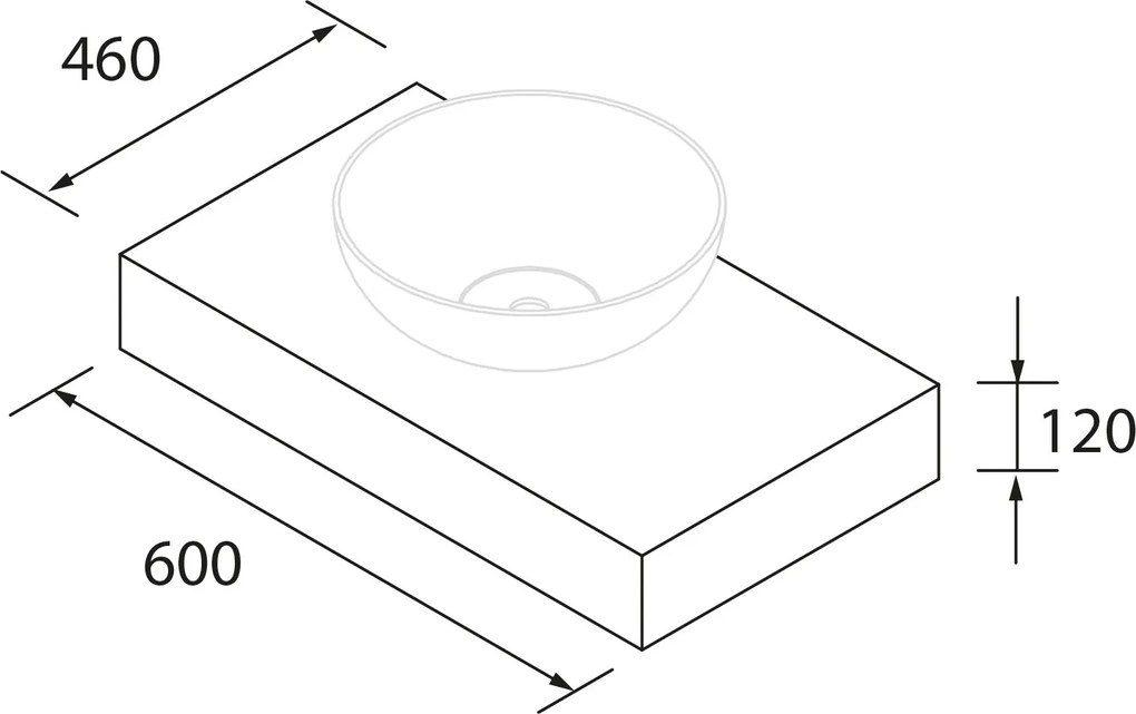 Muebles Hoyo wastafelblad 60cm warm eiken