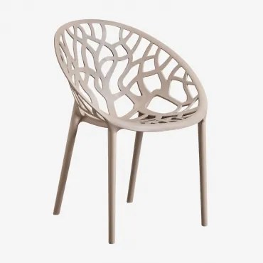 Set Van 4 Stapelbare Tuinstoelen In Polypropyleen Ores Moka Bruin - Sklum