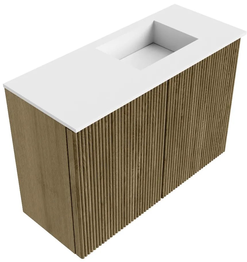 Mondiaz Joya 60cm toiletmeubel dusk met wastafel faye rechts zonder kraangat talc