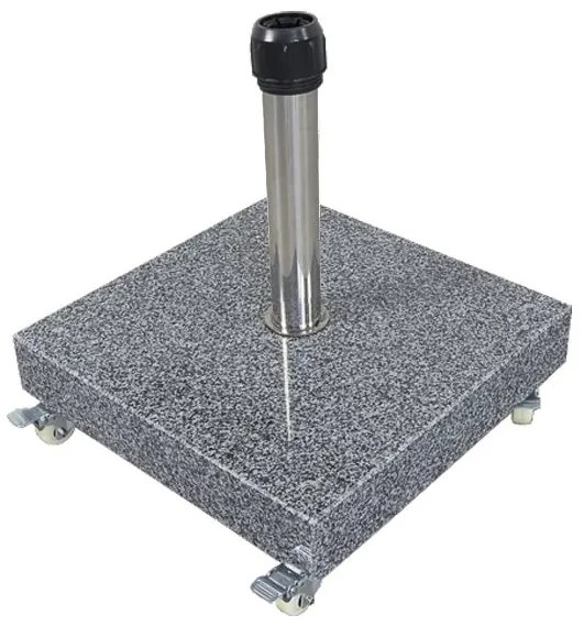 Platinum Riva stokparasol 3 m. rond - Light Grey met voet en hoes