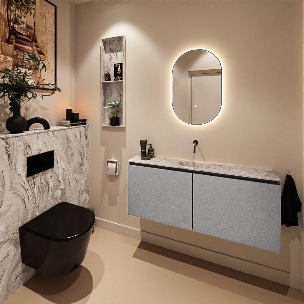 Mondiaz Ture DLux toiletmeubel 120cm plata met wastafel glace midden zonder kraangat