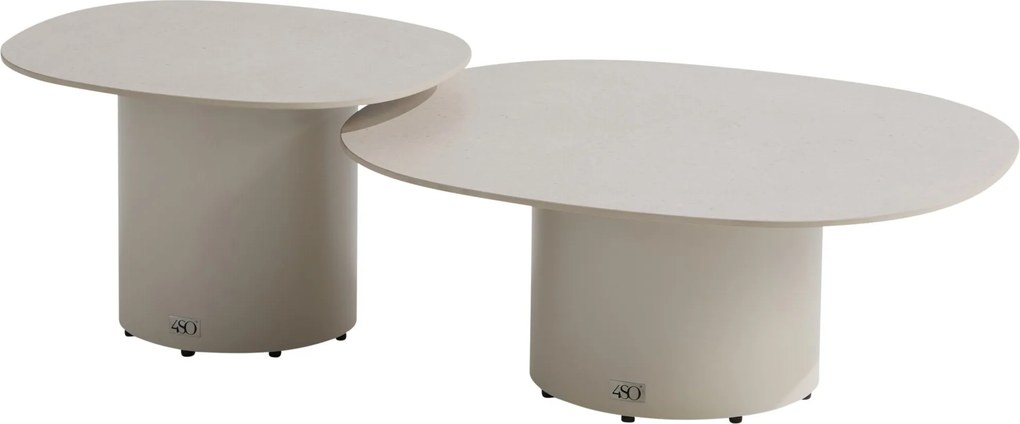 Sofie lounge tuintafels set van 2 keramiek oyster linen 4 Seasons Outdoor