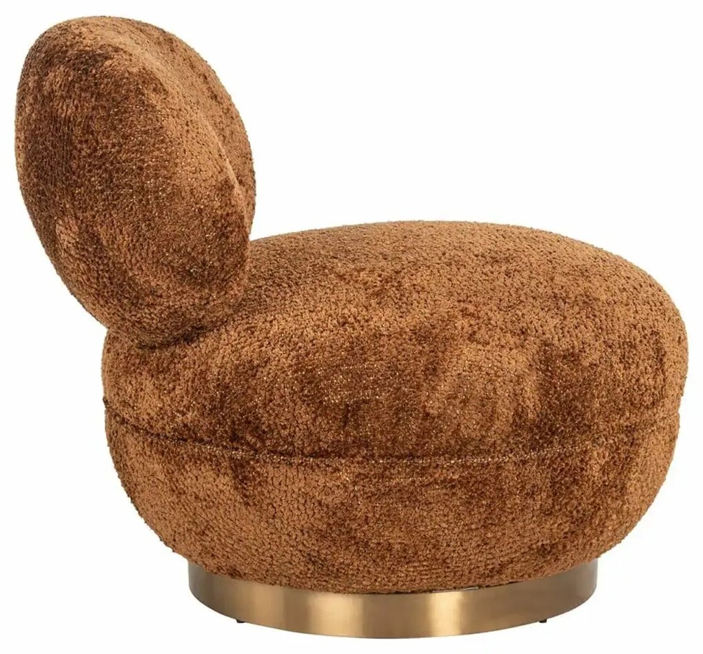 Richmond Interiors Jace Ronde Fauteuil Met Goud Draaibaar Cinnamon Bruin