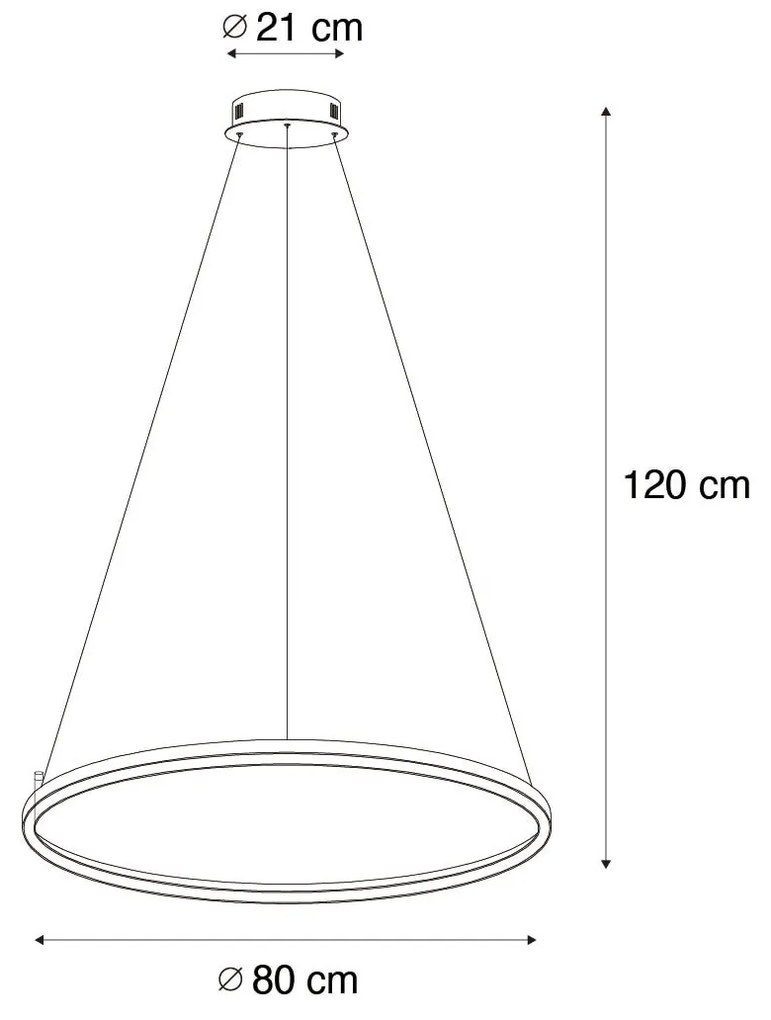 Smart hanglamp zwart 80 cm incl. LED en RGBW - Girello