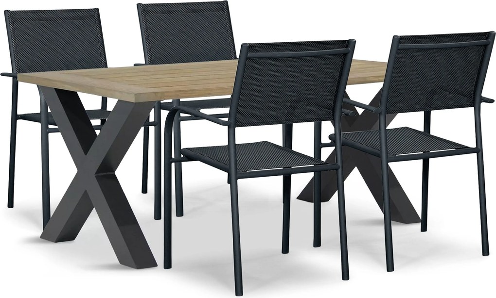 Tuinset 4 personen 180 cm Aluminium Grijs Presto Brentino/Cardiff