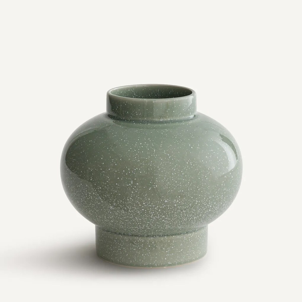 Ronde vaas van gestippeld geglazuurd keramiek, LECCIA