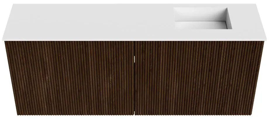 Mondiaz Joya 100cm toiletmeubel walnut met wastafel faye rechts 1 kraangat talc