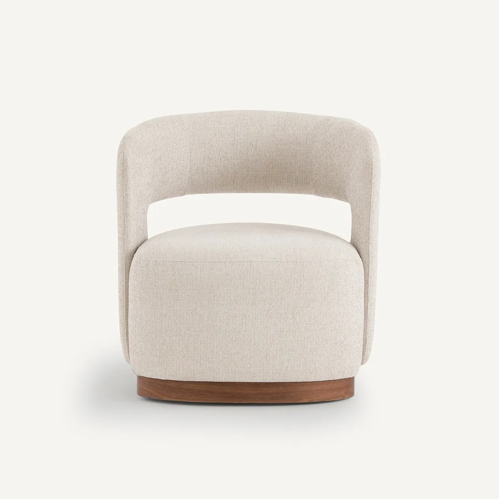 Jesper gestructureerde draaifauteuil met walnootfineer onderstel