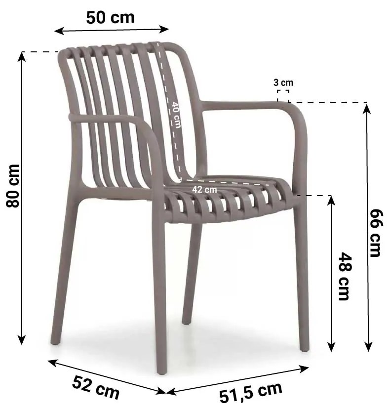 Tuinstoel stapelbaar Kunststof Taupe-naturel-bruin Lifestyle Garden Furniture Alano