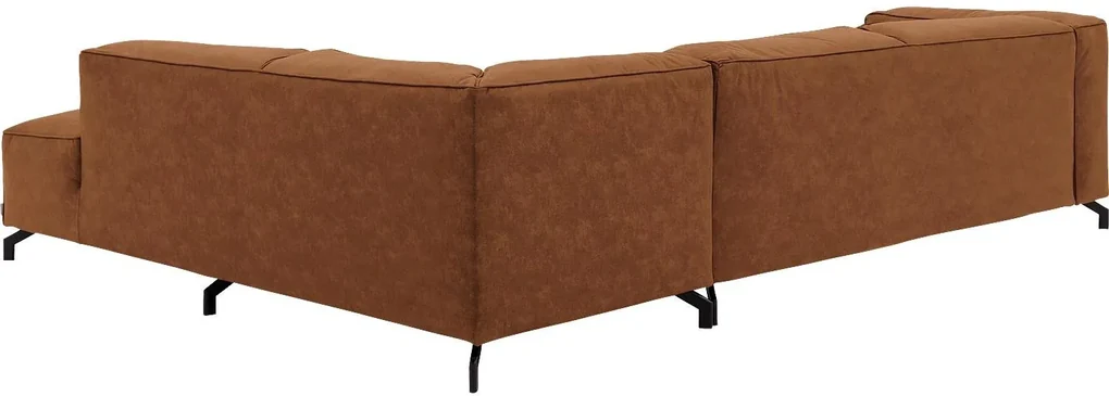 Goossens Bank Calvin cognac, micro leer, 3,5-zits, modern design met ligelement rechts