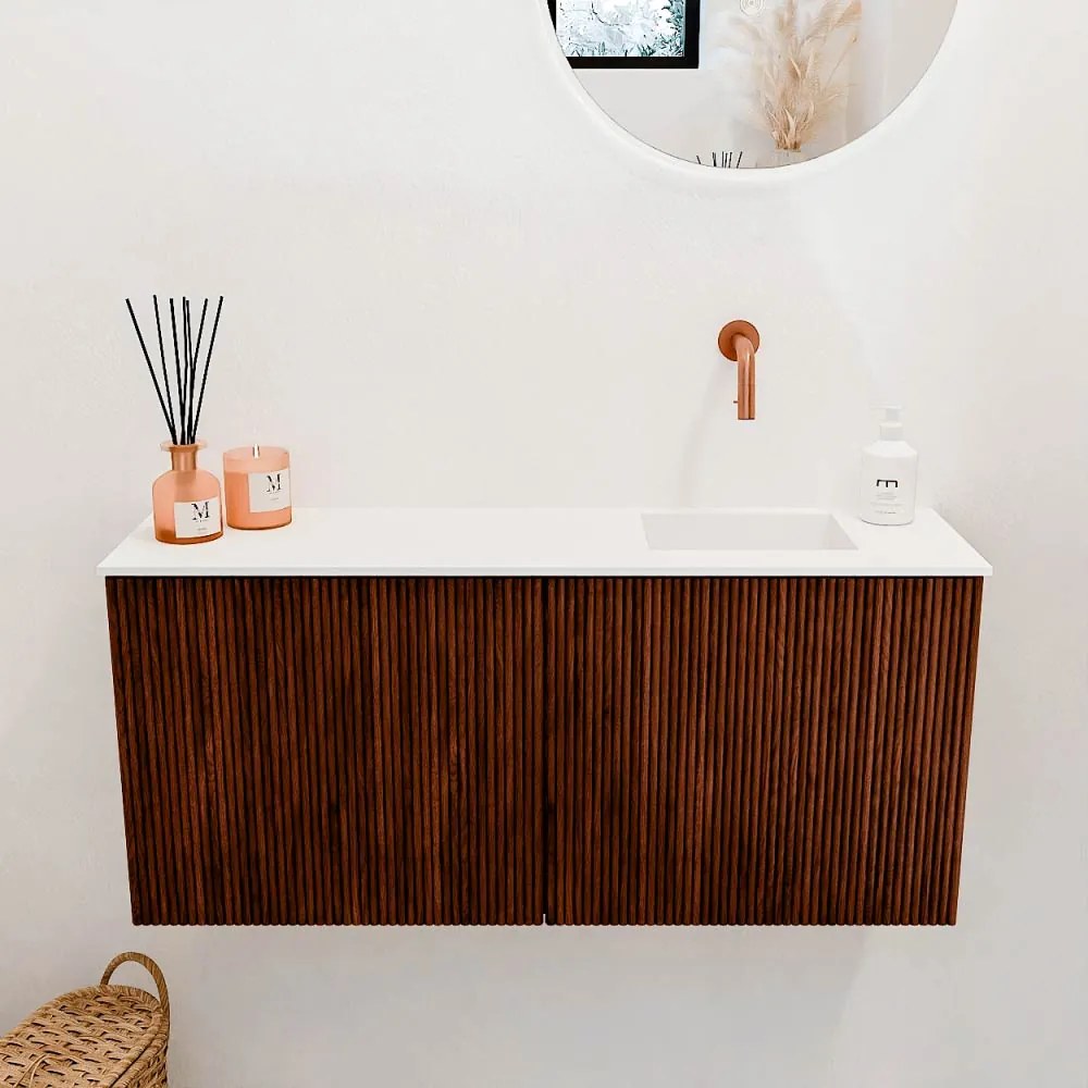 Mondiaz Joya 90cm toiletmeubel ruby met wastafel faye rechts zonder kraangat talc