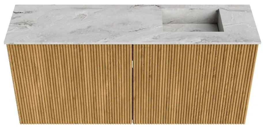 Mondiaz Joya DLux 90cm toiletmeubel oak met wastafel faye rechts 1 kraangat glace