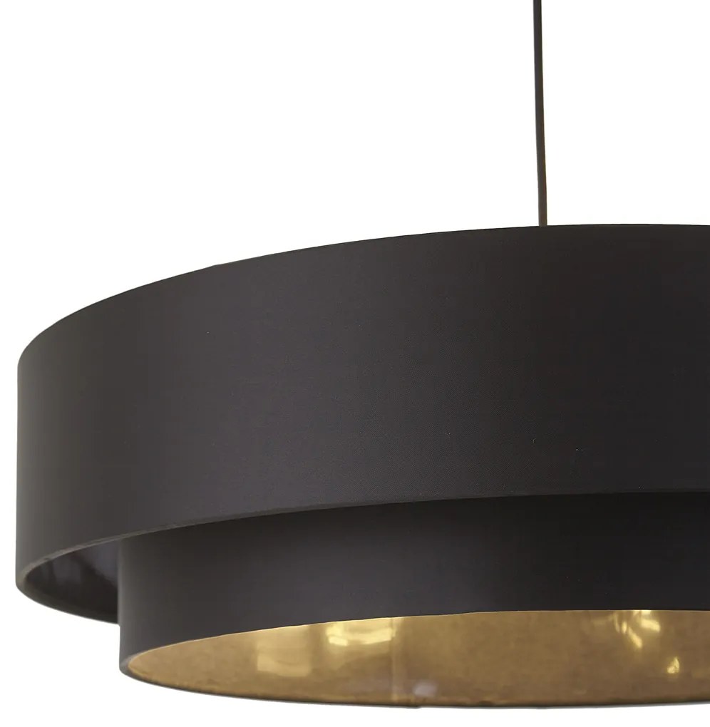 Moderne hanglamp zwart 50cm 3-lichts - Drum Duo