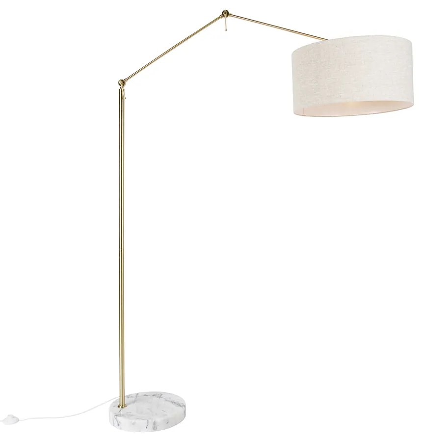 Vloerlamp goud met kap lichtgrijs 50 cm verstelbaar - Editor