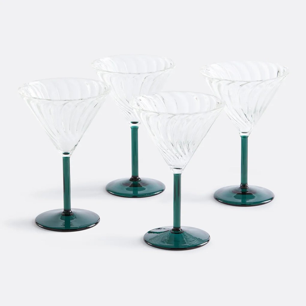 Set van 4 glazen met voet, borosilicaatglas, Marty