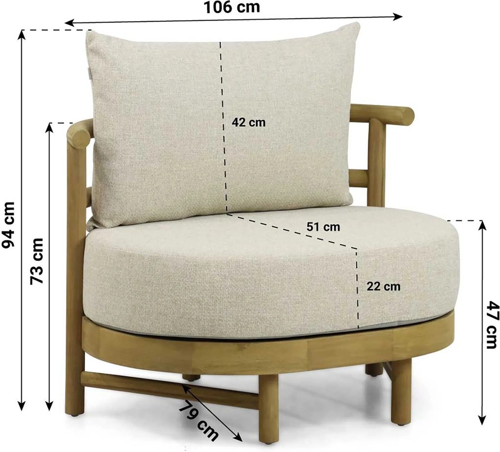 Stoel en Bank Loungeset 5 personen Teak Old teak greywash  Santika Furniture Santika