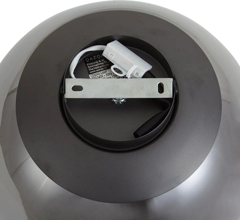 Design plafondlamp gunmetal met smoke glas - Giselle