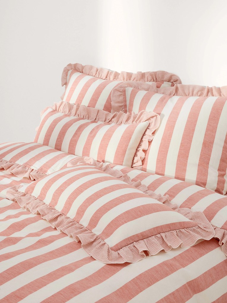 Dekbedovertrek met ruches Posie van linnen-katoen