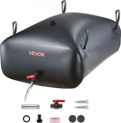 VEVOR Waterzak, 330 liter waterzak met kraan, opvouwbare en draagbare waterzak gemaakt van 1000D PVC, wateropslag voor irrigatiesystemen, droogtebestendig en voor noodhulp, zwart