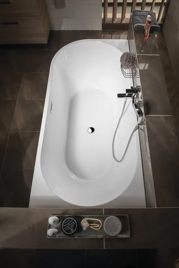 Aqualine Tibera half-vrijstaand ligbad rechts 170x80x58cm wit