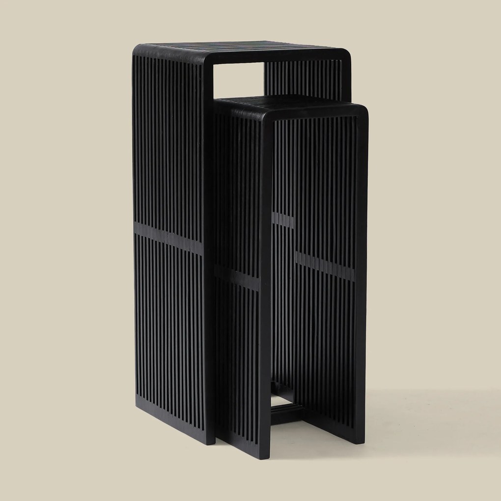 Zuilen Set Teak Latjes Zwart
