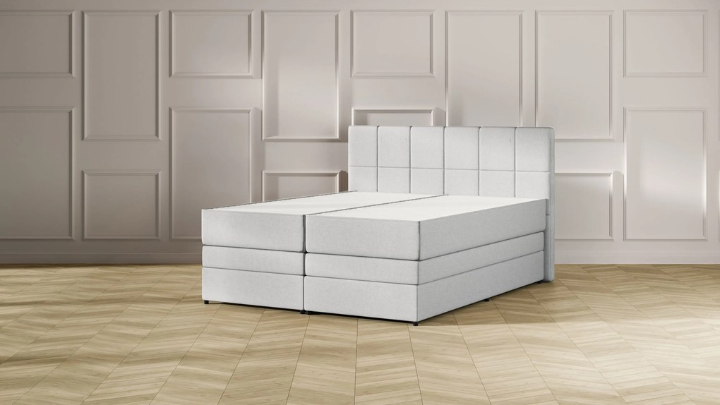 Emma Deluxe Storage Boxspring 160x200cm - Lichtgrijs - Elegant Hoofdbord