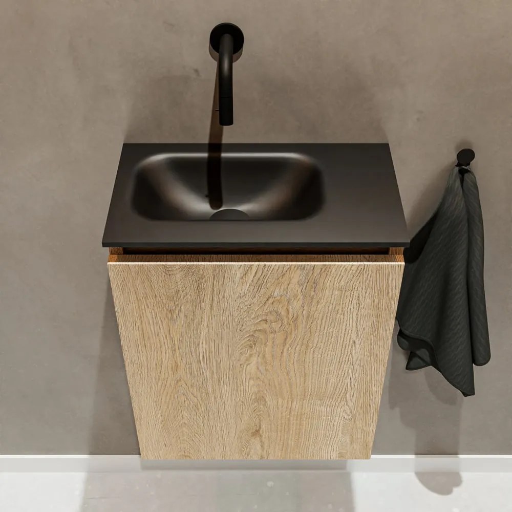 Mondiaz Ture 40cm toiletmeubel washed oak met wastafel urban links geen kraangat